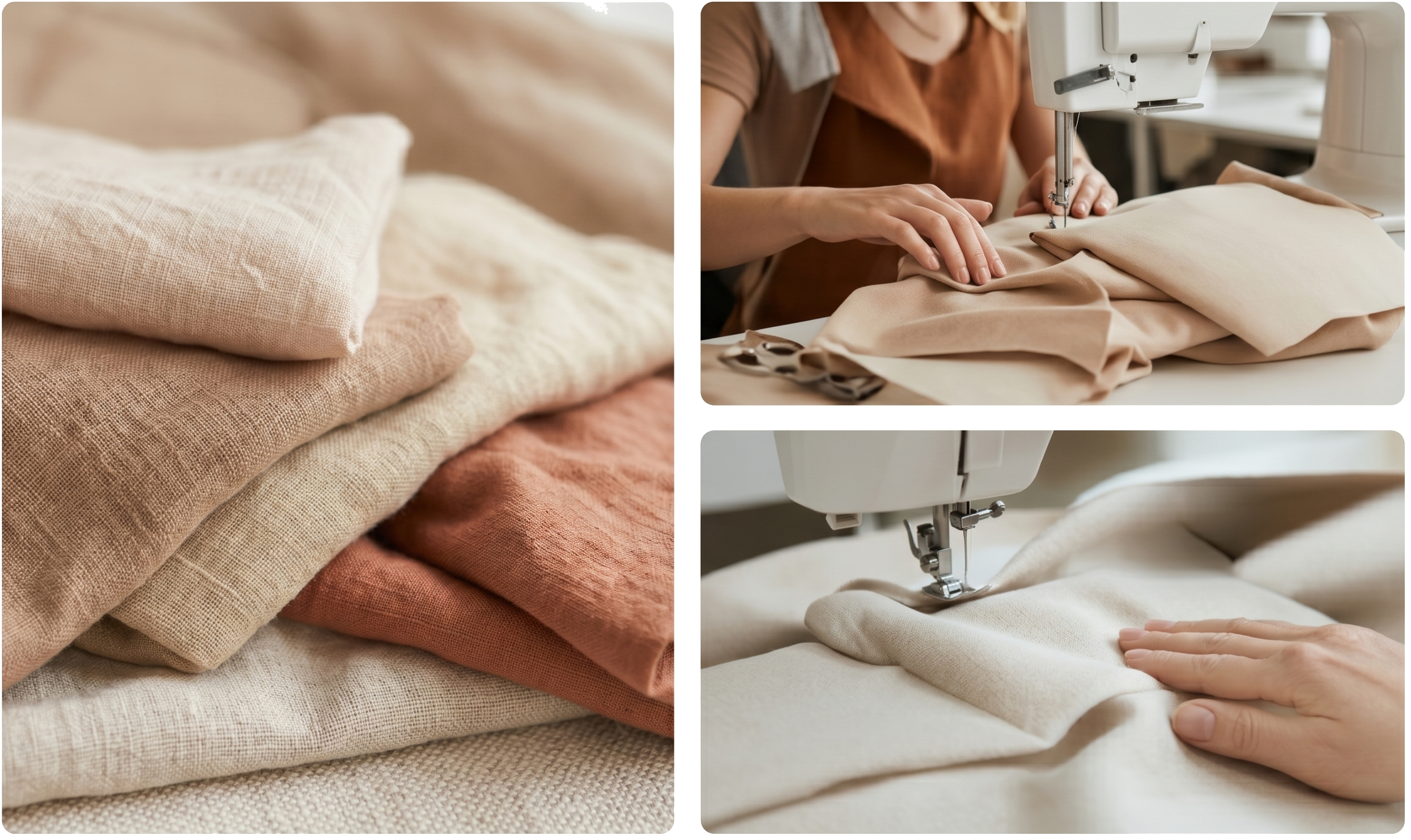 Sewing fabric tailor process collage