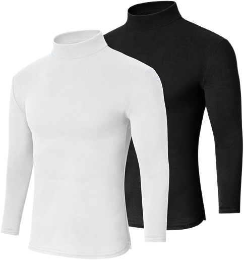 2 Pack Men Mock Turtleneck Long Sleeve
